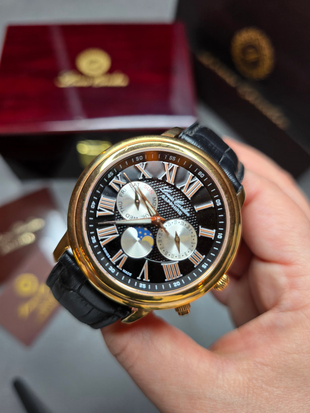 ساعت مچی مردانه لوئیس کاردین LC005 M LEATHER RG بند چرمی مون فیز