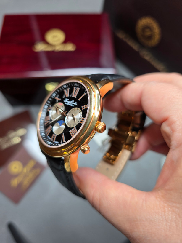ساعت مچی مردانه لوئیس کاردین LC005 M LEATHER RG بند چرمی مون فیز